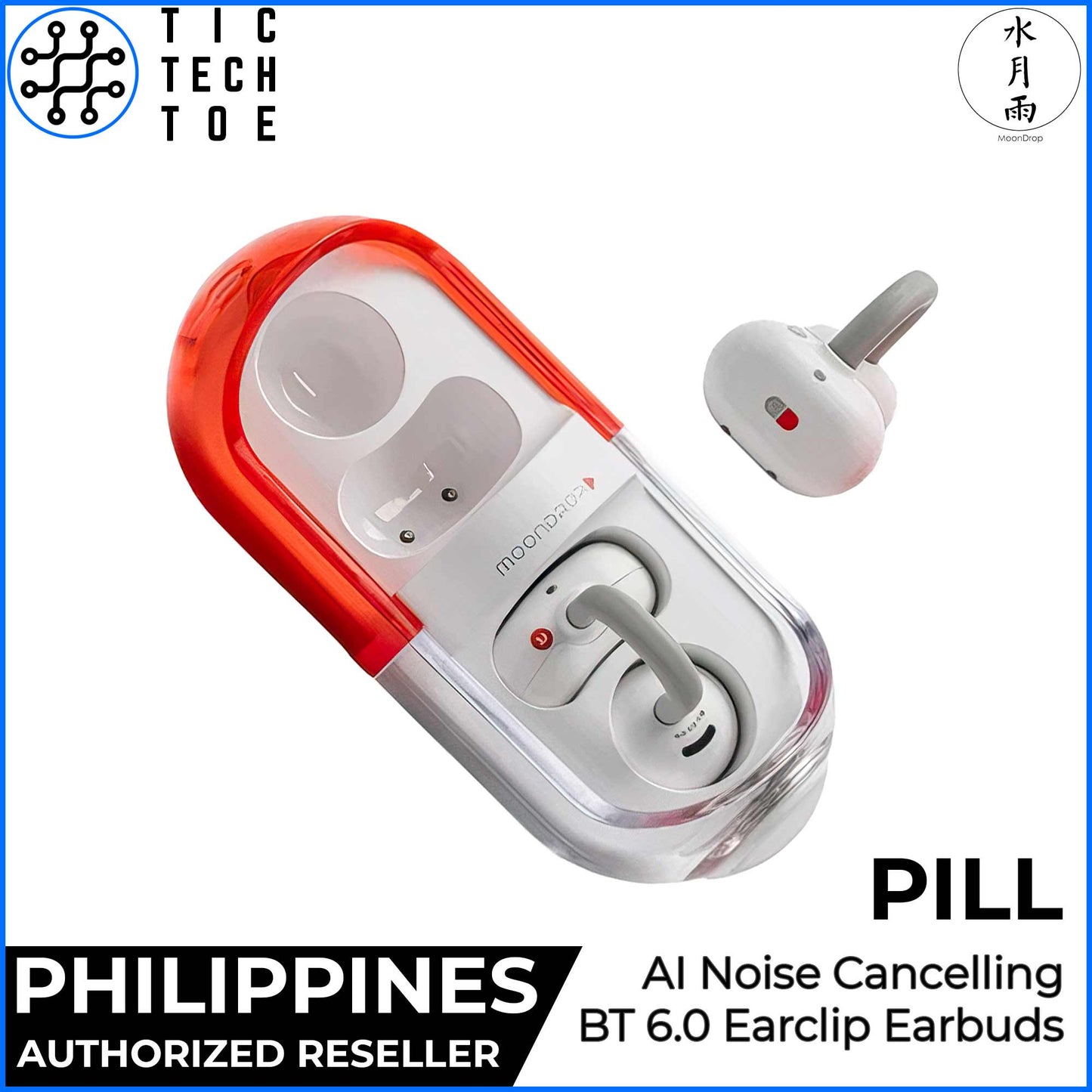 Moondrop Pill Ear Clip HiFi True Wireless AI ENC Bluetooth 6.0 Noise Reduction IPX4 Sports Earphones
