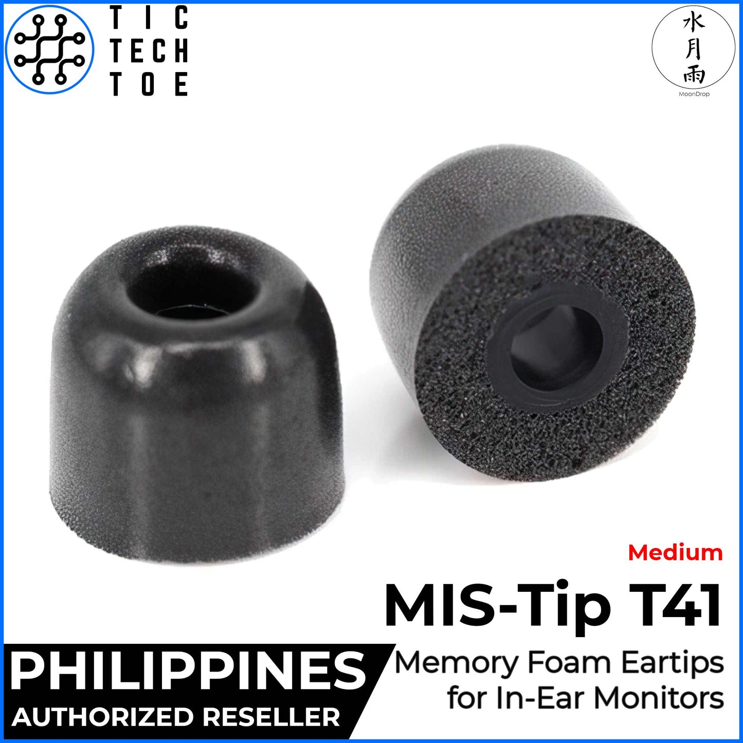 Moondrop MIS-Tip T41 Premium Memory Foam Noise Isolating Upgrade Ergonomic Replacement IEM Eartips
