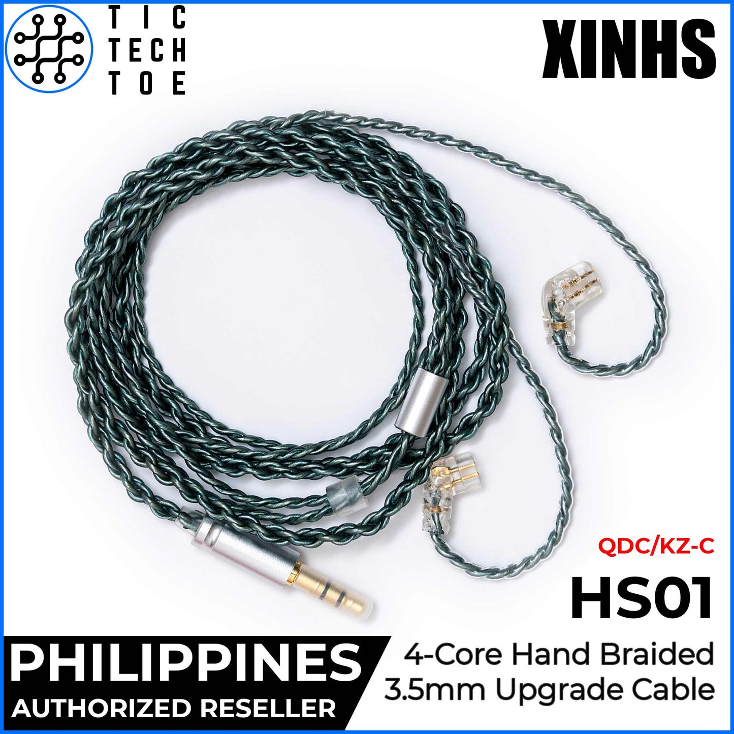 XINHS x TTTPH HS01 / HS11 Green 4-Core Silver Plated Hand Braided Earphone Upgrade Replacement Cable