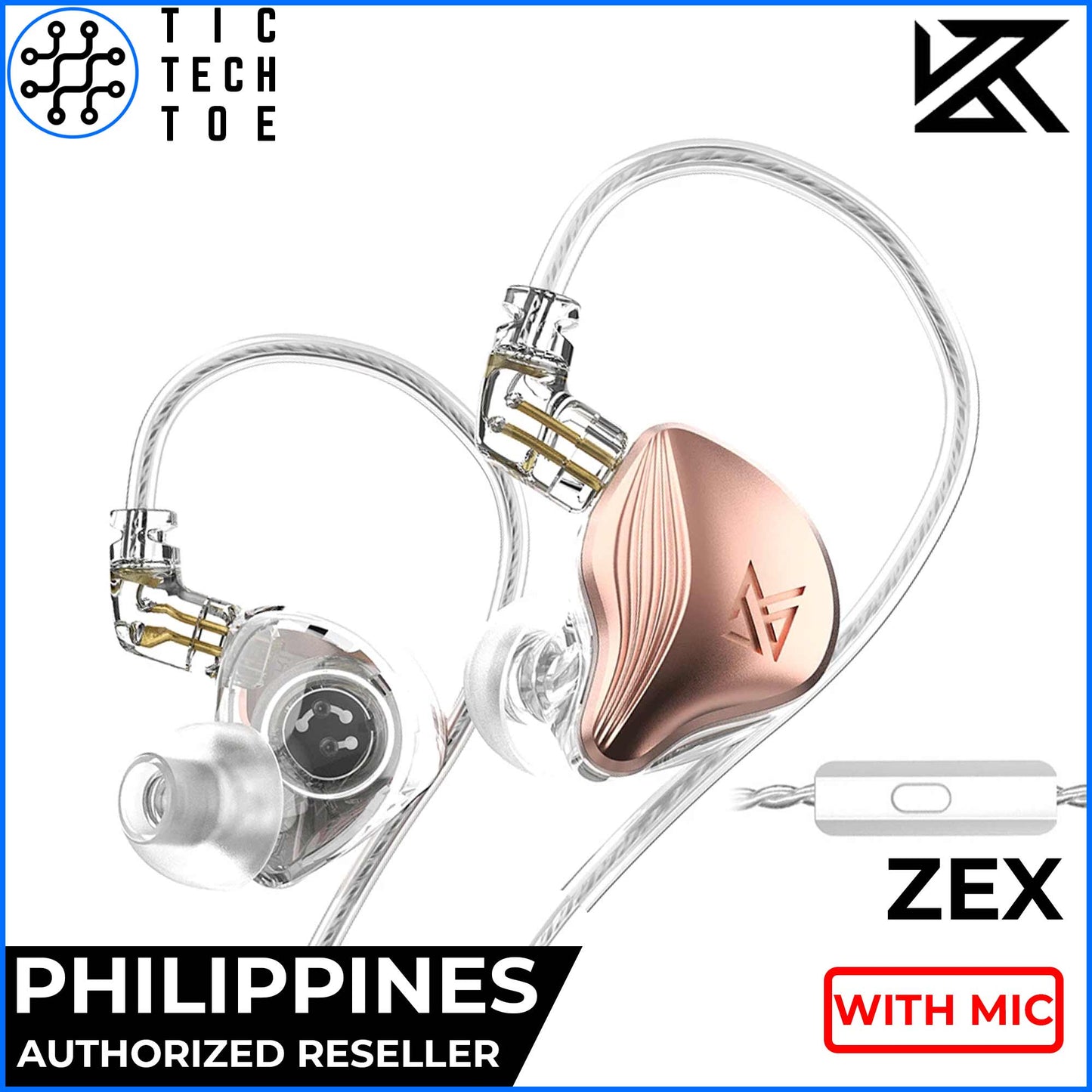 KZ ZEX Dual Hybrid Driver Electrostatic Earphones with Mic