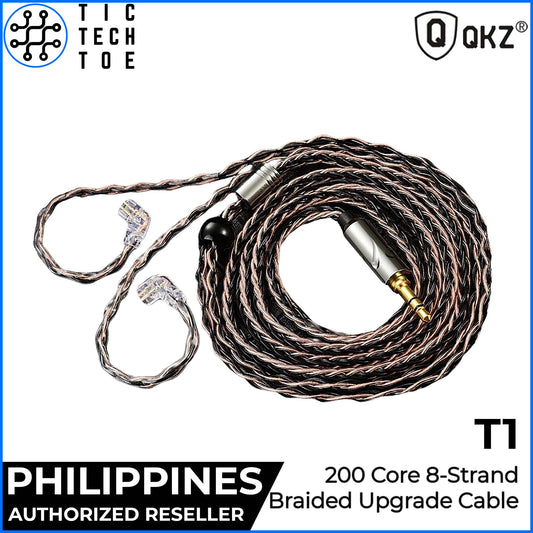 QKZ T1 200 Core 8 Strand Silver Plated Braided Earphone IEM Upgrade Replacement Cable
