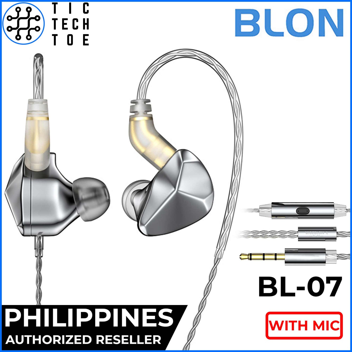 BLON BL-07 / BL07 07 Fiber Diaphragm Dynamic Driver HiFi Earphones with Mic