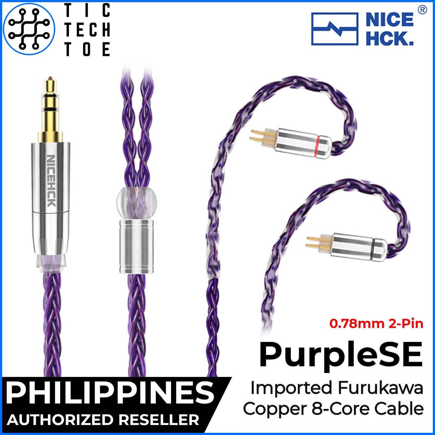 NICEHCK PurpleSE Imported Furukawa Copper + Aluminum Braided Earphone IEM Upgrade Replacement Cable