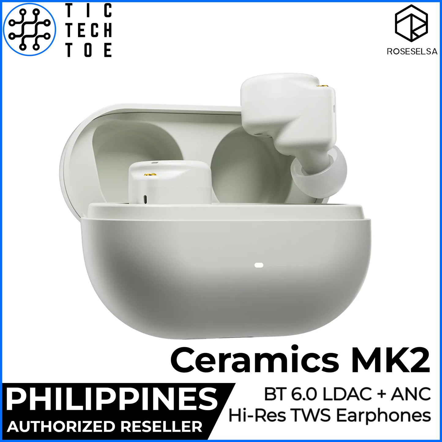 Roseselsa Ceramics MK2 Hi-Res TWS Earbuds Bluetooth 6.0 LDAC ANC HiFi True Wireless Earphones