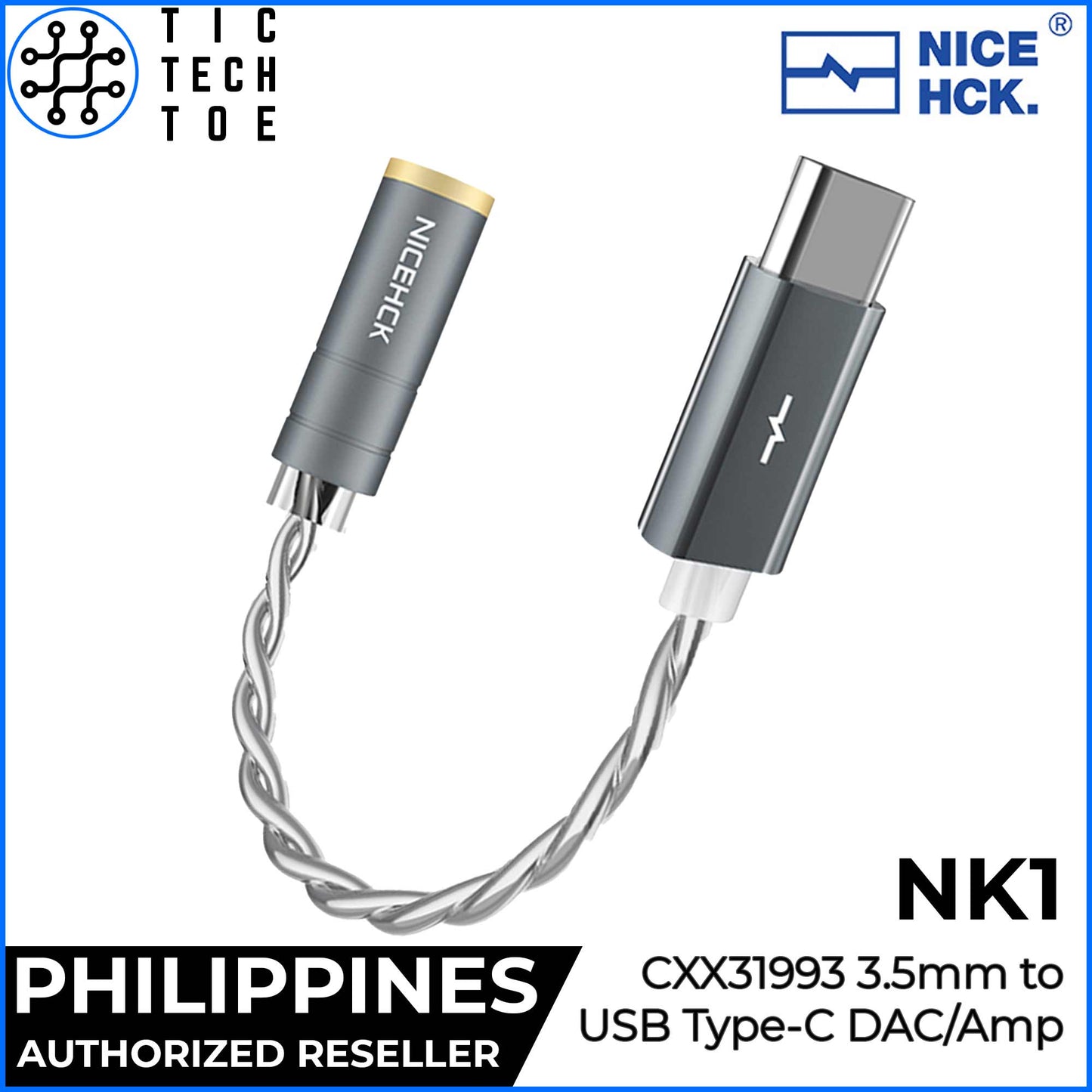NiceHCK NK1 USB Type C to 3.5mm Portable Aluminum Dongle Conexant CX31993 DAC/Amp Cable Adapter