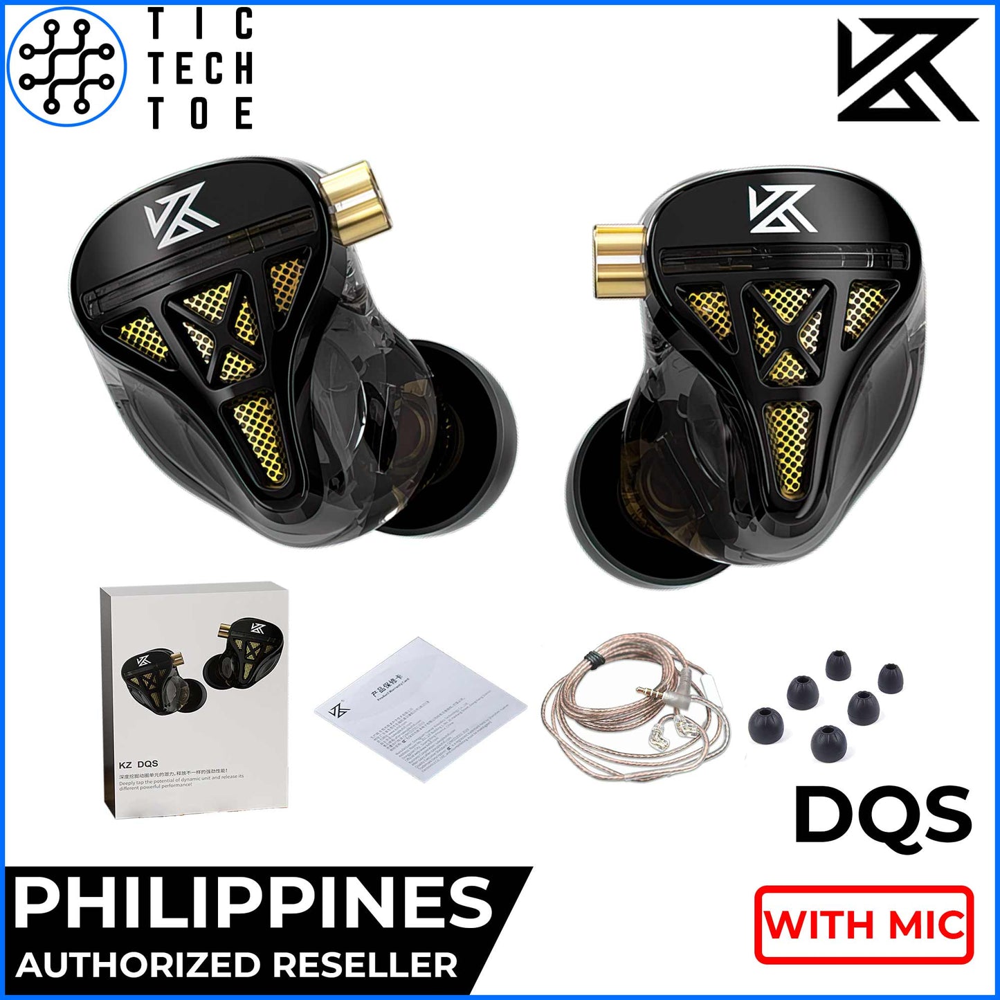 KZ DQS Next Gen Dynamic Driver Semi-Open Earphones Detachable Wired Cable IEM with Mic and Controls