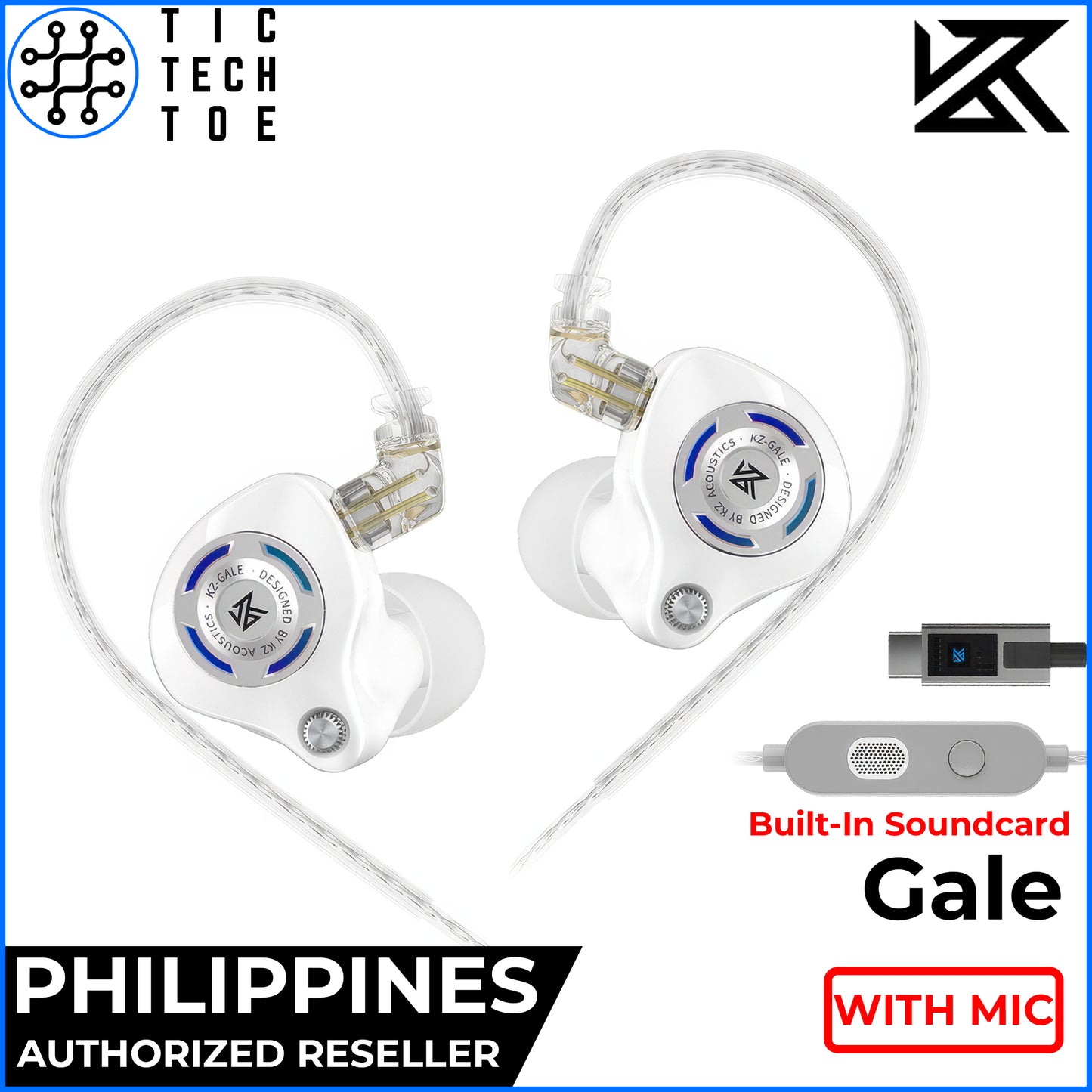 KZ Gale USB-C/3.5mm Gaming Super Linear Dynamic Driver Earphones Detachable Wired Cable IEM with Mic