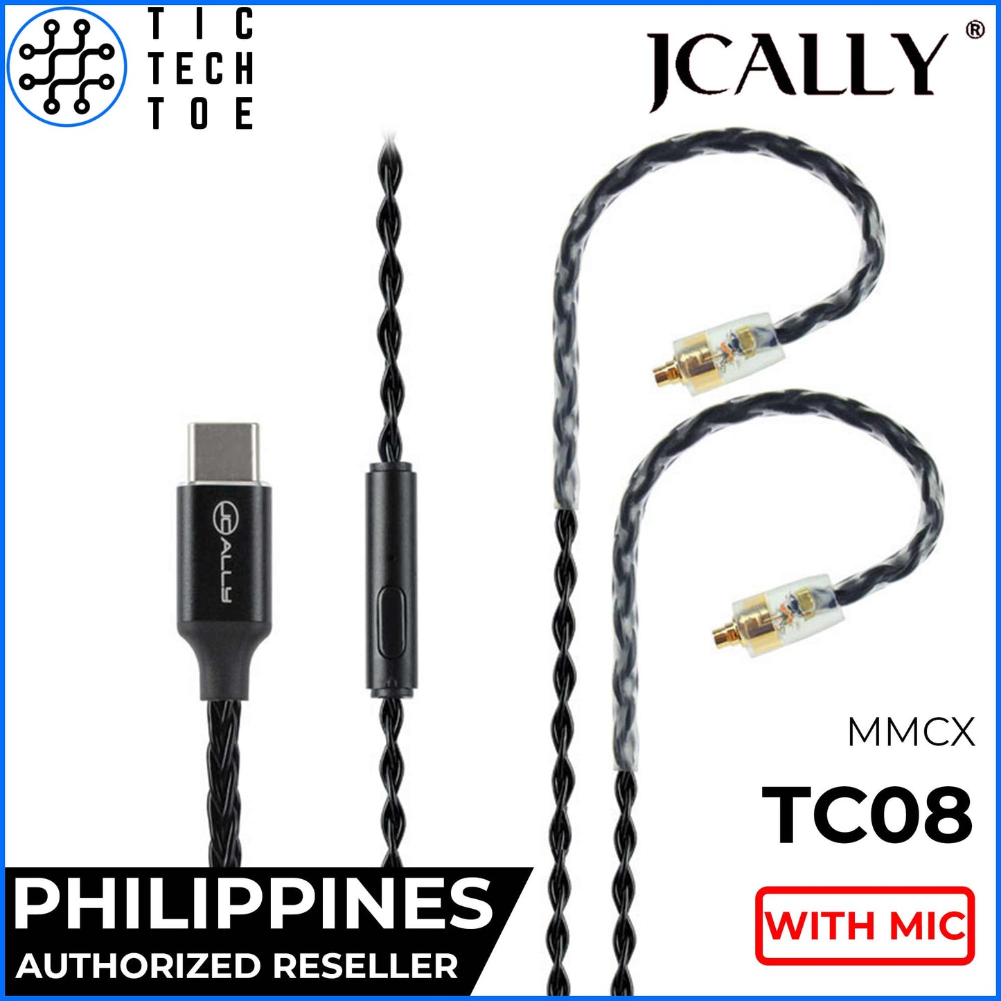 JCALLY TC08 USB Type C 8-Core Braided Upgrade Cable with Mic Built-In DAC