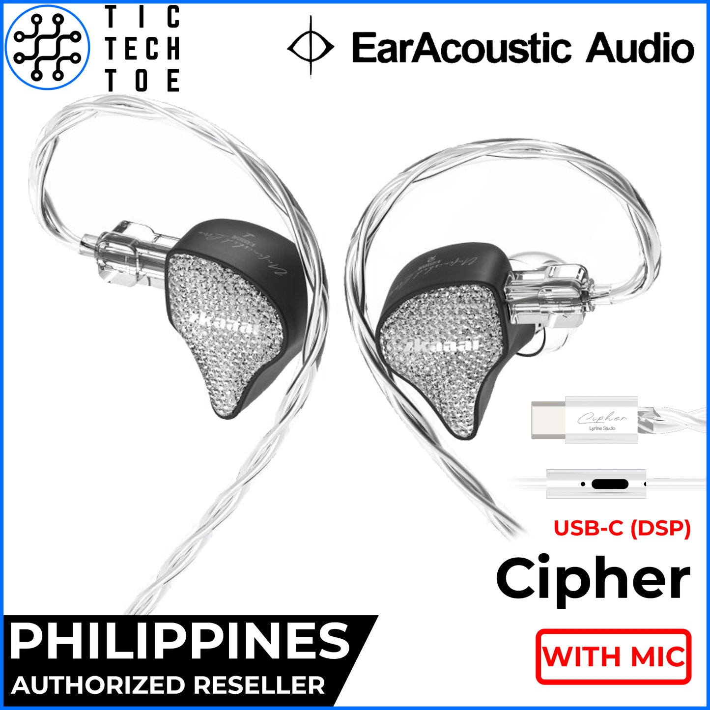 EarAcoustic Audio x zkaaai Cipher Dynamic Driver USB Type C DSP IEM Aluminum Wired Earphone with Mic