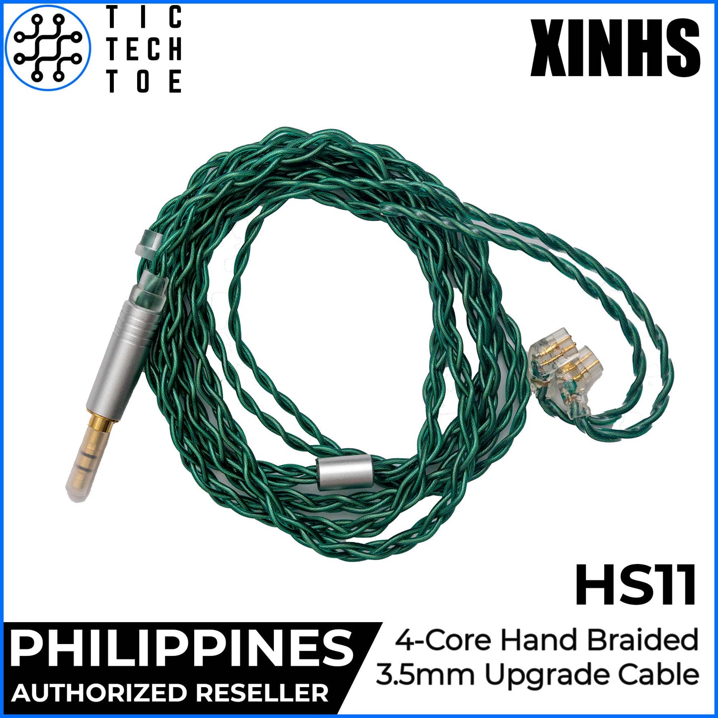 XINHS x TTTPH HS01 / HS11 Green 4-Core Silver Plated Hand Braided Earphone Upgrade Replacement Cable