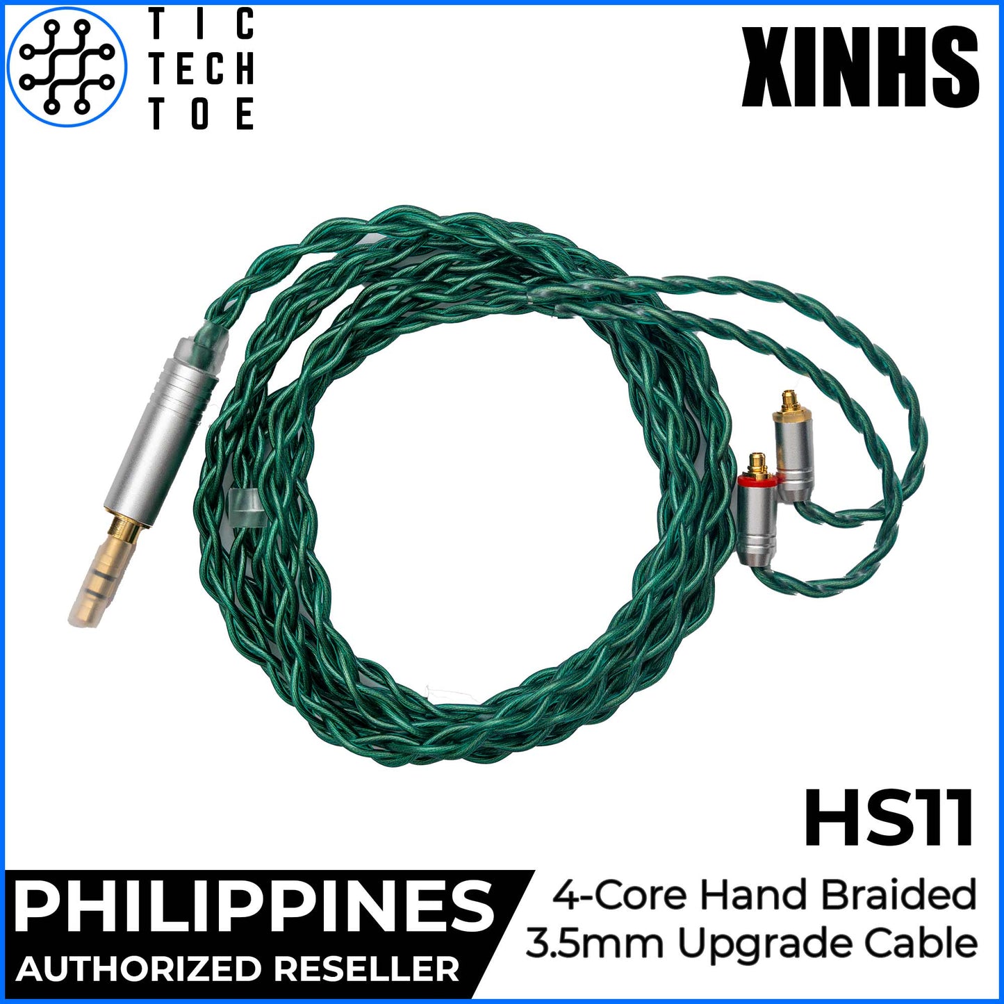 XINHS x TTTPH HS01 / HS11 Green 4-Core Silver Plated Hand Braided Earphone Upgrade Replacement Cable