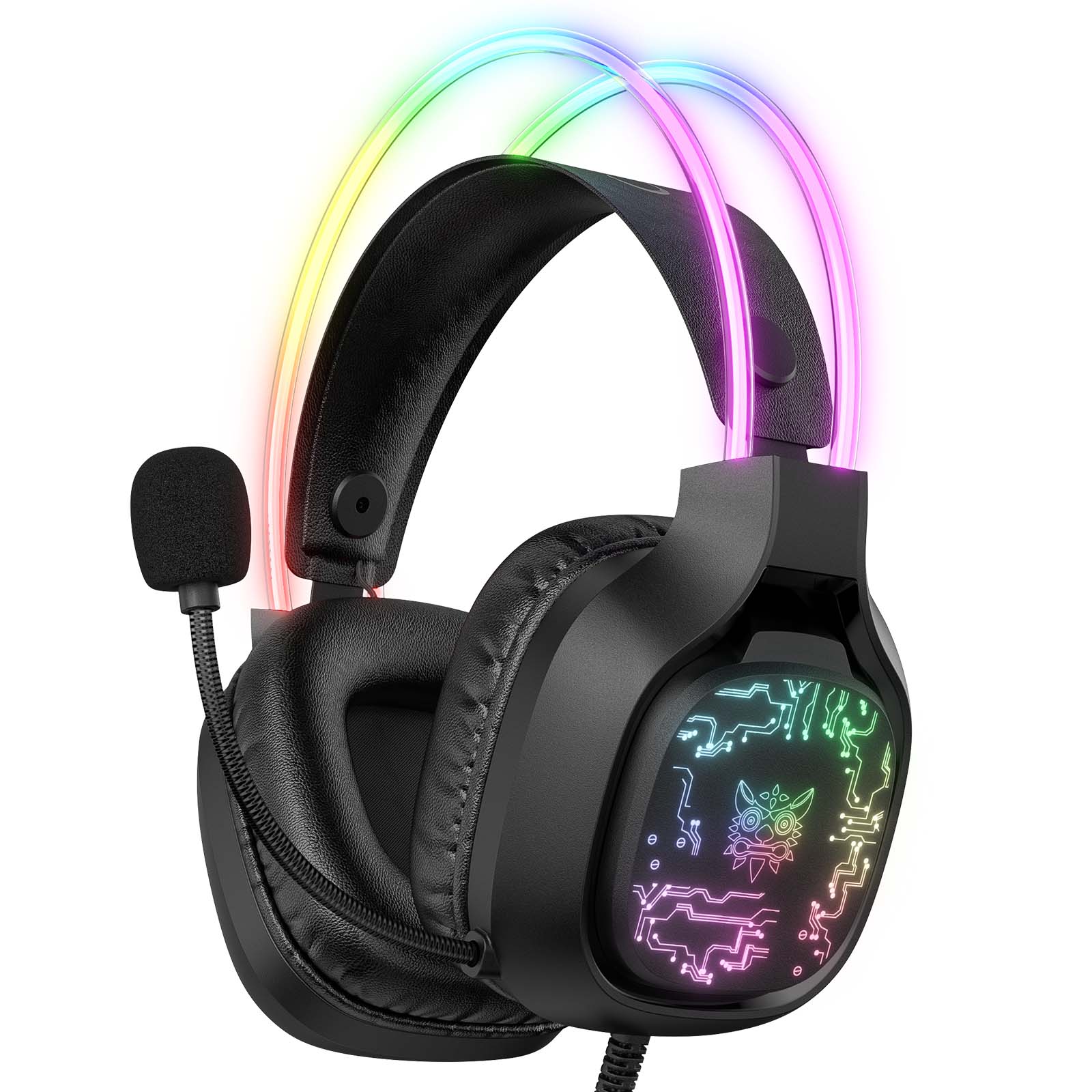 Onikuma X22 Wired RGB Gaming Headset Noise Cancelling PC Mobile Switch