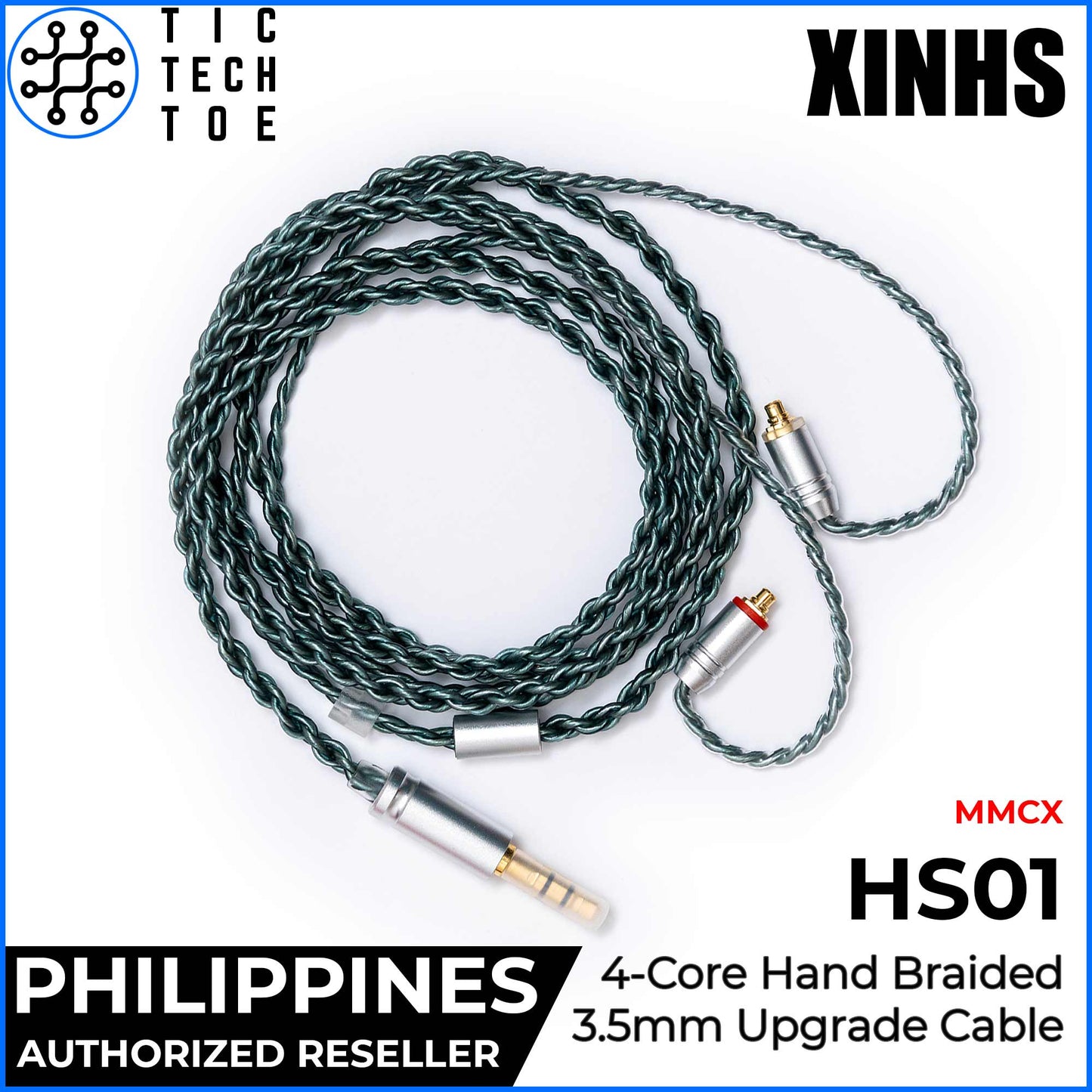 XINHS x TTTPH HS01 / HS11 Green 4-Core Silver Plated Hand Braided Earphone Upgrade Replacement Cable