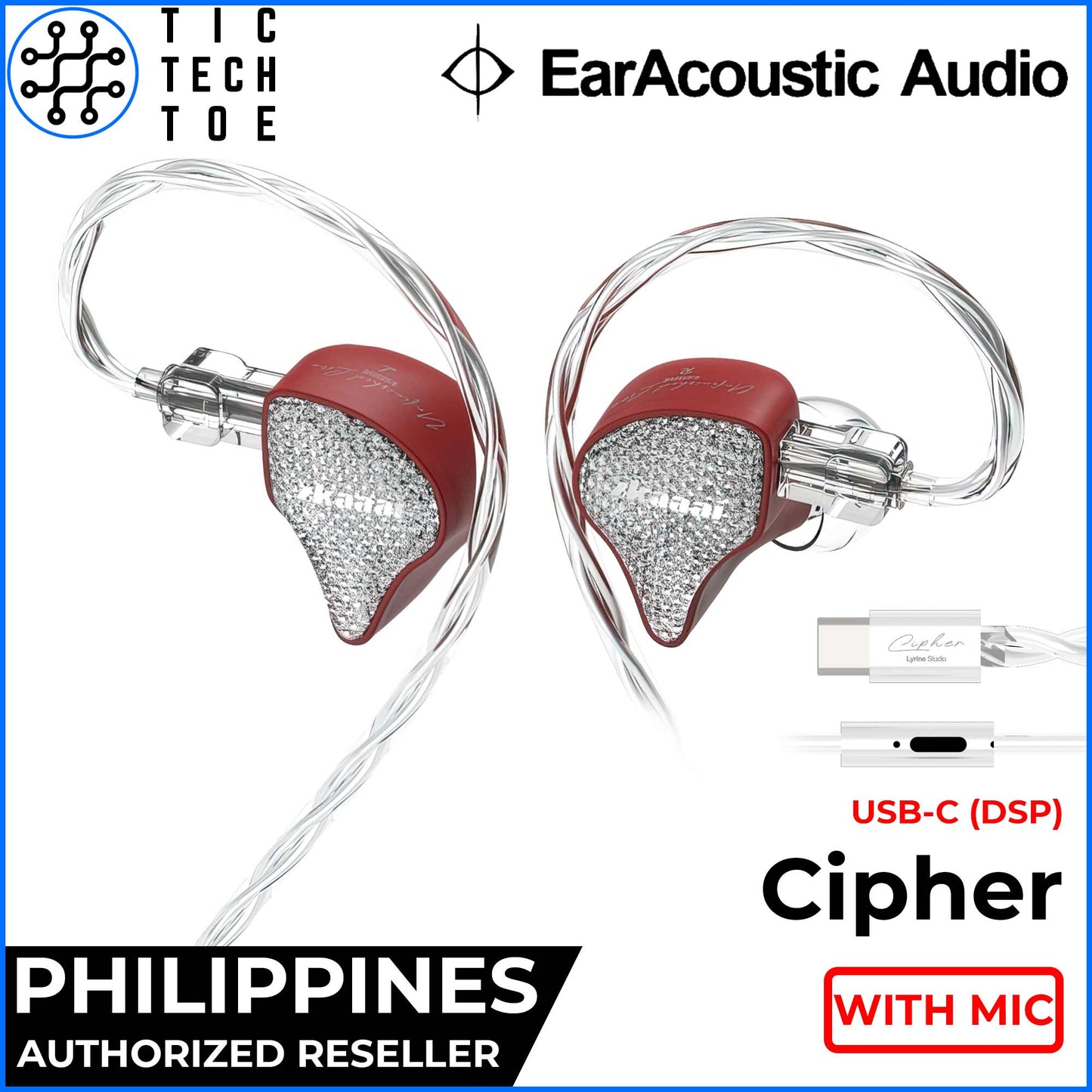 EarAcoustic Audio x zkaaai Cipher Dynamic Driver USB Type C DSP IEM Aluminum Wired Earphone with Mic