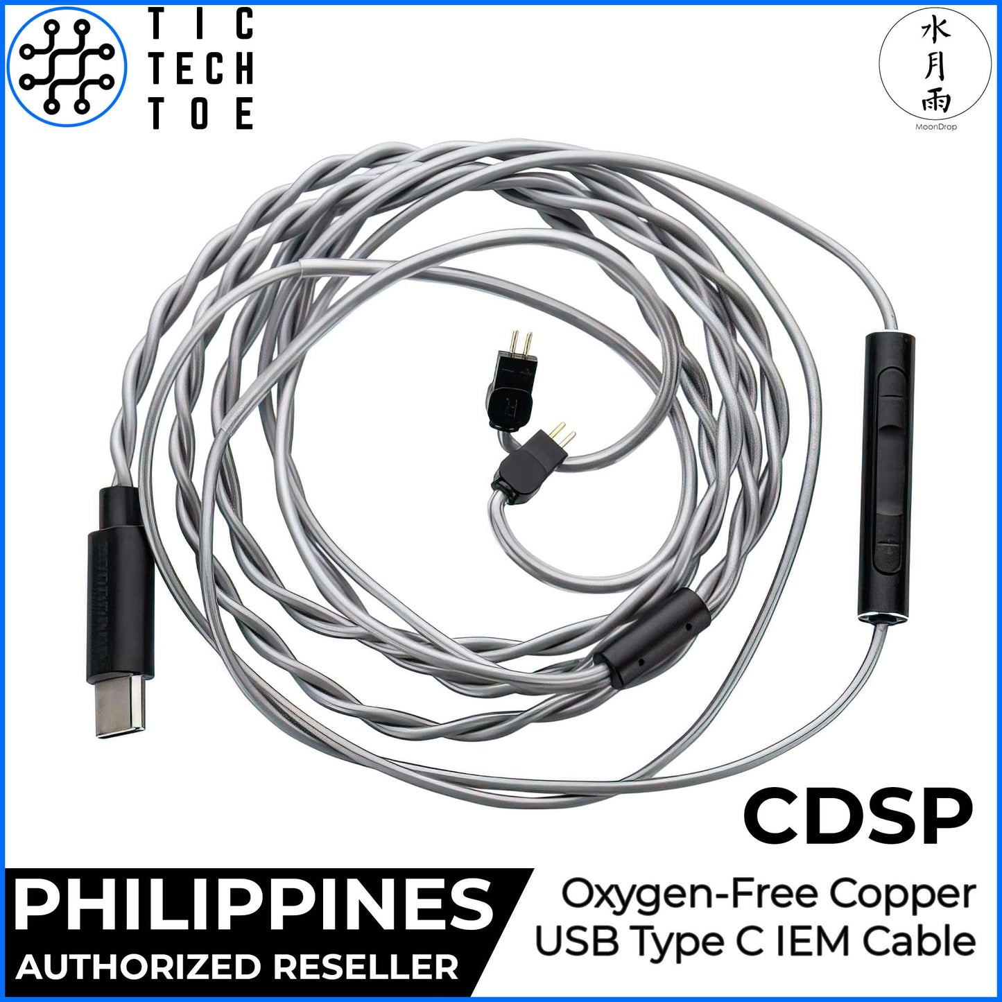 Moondrop CDSP USB Type C Interactive Custom Sound IEM Upgrade Replacement Copper Cable With HD Mic
