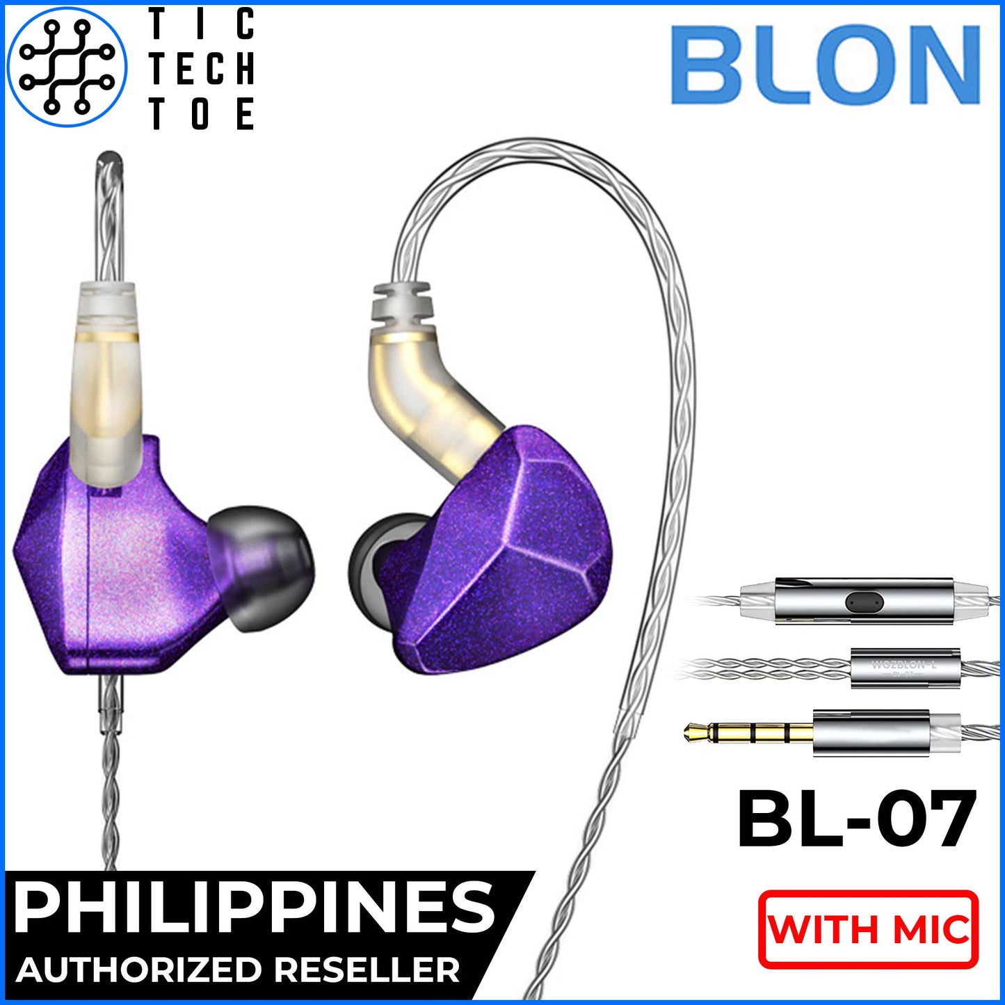 BLON BL-07 / BL07 07 Fiber Diaphragm Dynamic Driver HiFi Earphones with Mic