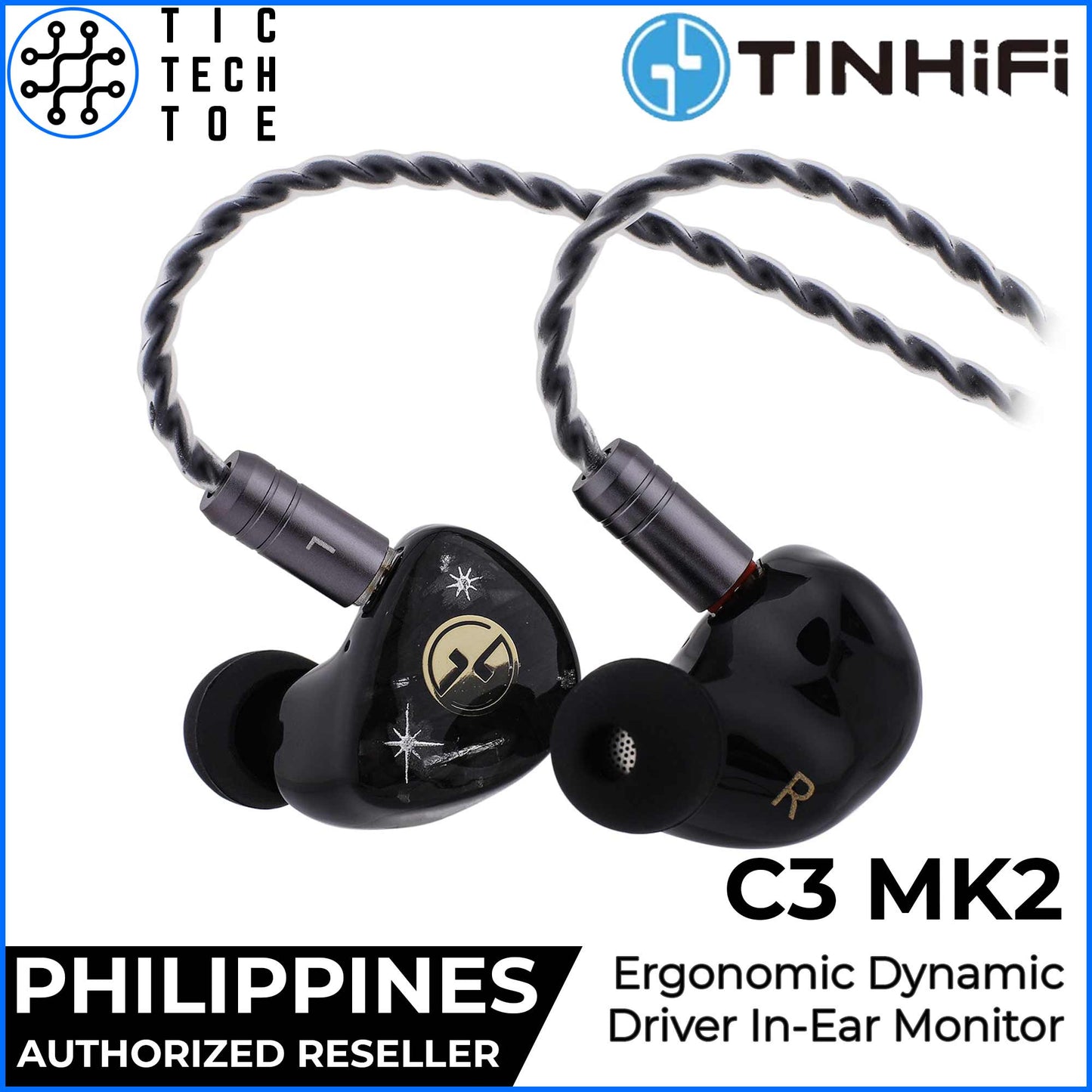 TIN HIFI / TIN AUDIO C3 MKII Ergonomic 3D Printed LCP Dynamic Driver Wired In-Ear Monitor Earphones