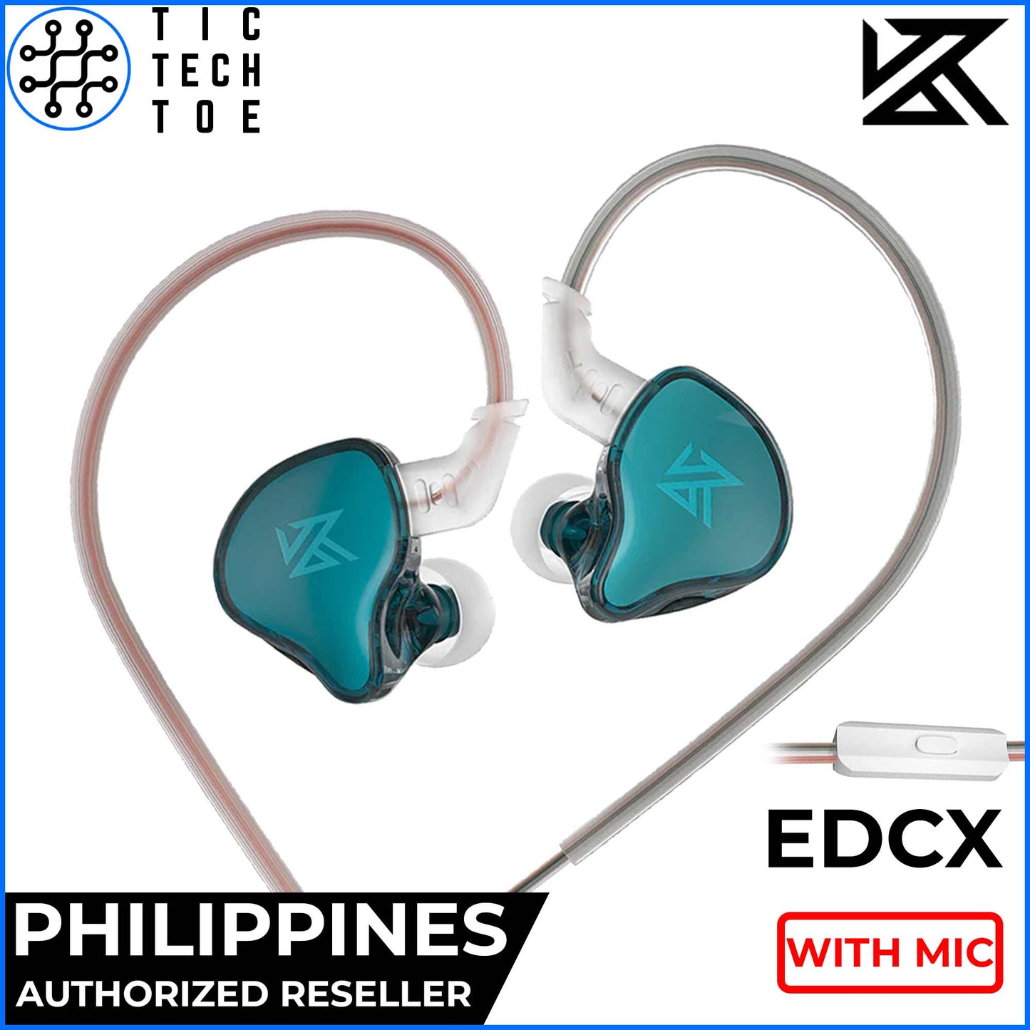 KZ EDCX HiFi Dynamic Audio Driver Lightweight Ergonomic IEM In-Ear Monitor Earphones with Mic