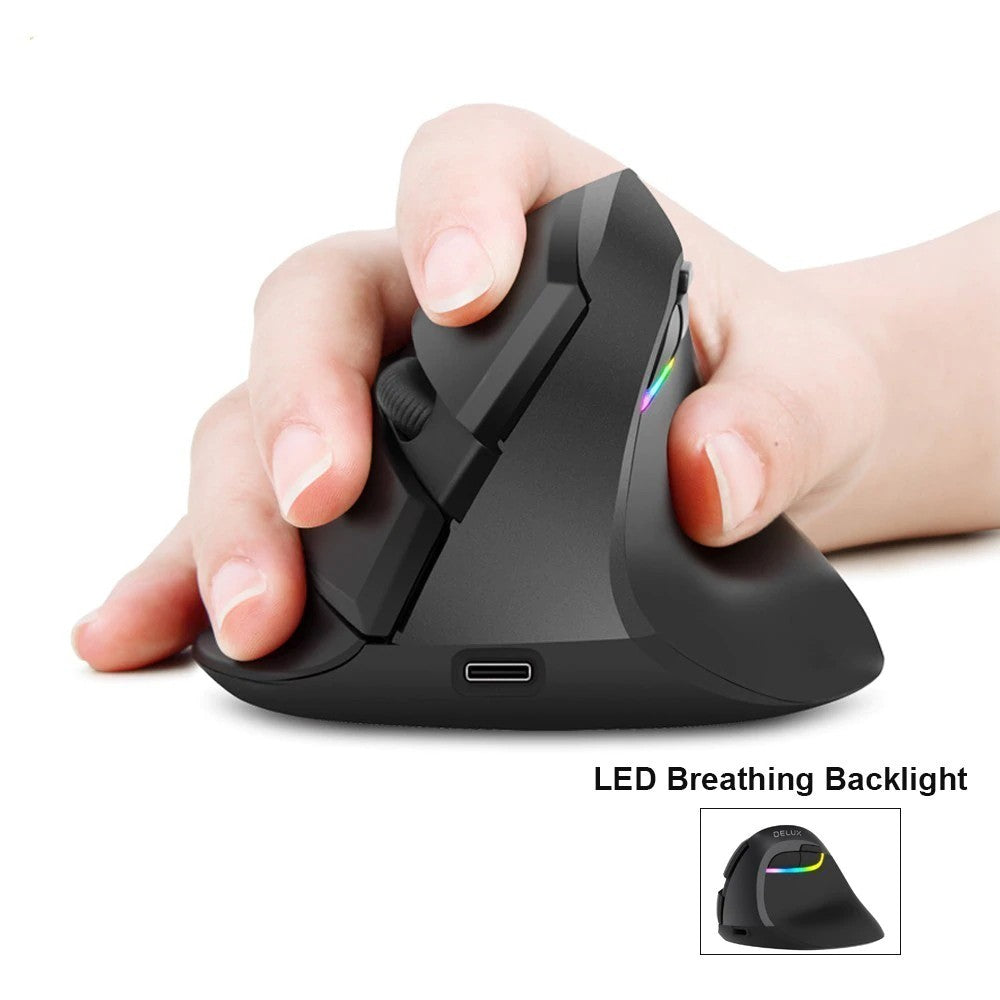 Delux M618 Mini Dual Wireless Mode Ergonomic Vertical Mouse