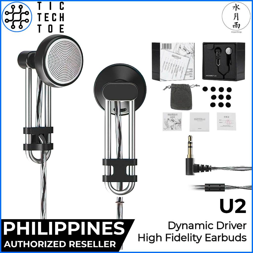 Moondrop U2 HiFi Earbuds Dynamic Driver Silver Plated Cable Lightweight Ergonomic Wired Earphones