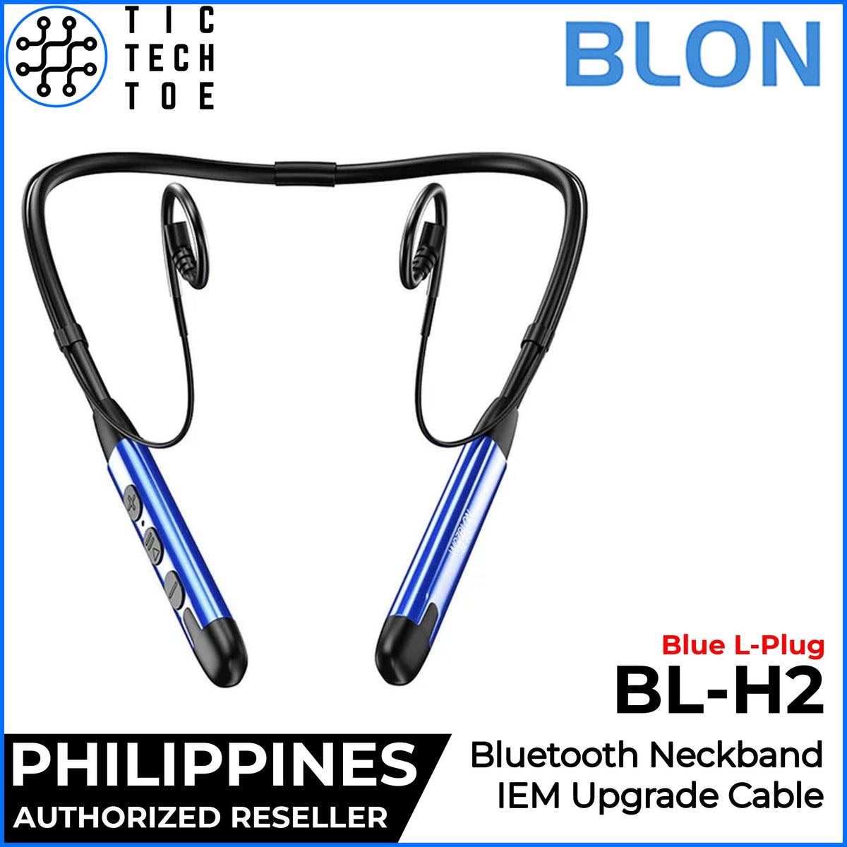 BLON BL-H2 Bluetooth Neckband Cable for IEM Earphones Wireless Adapter Built-in Microphone L-Plug