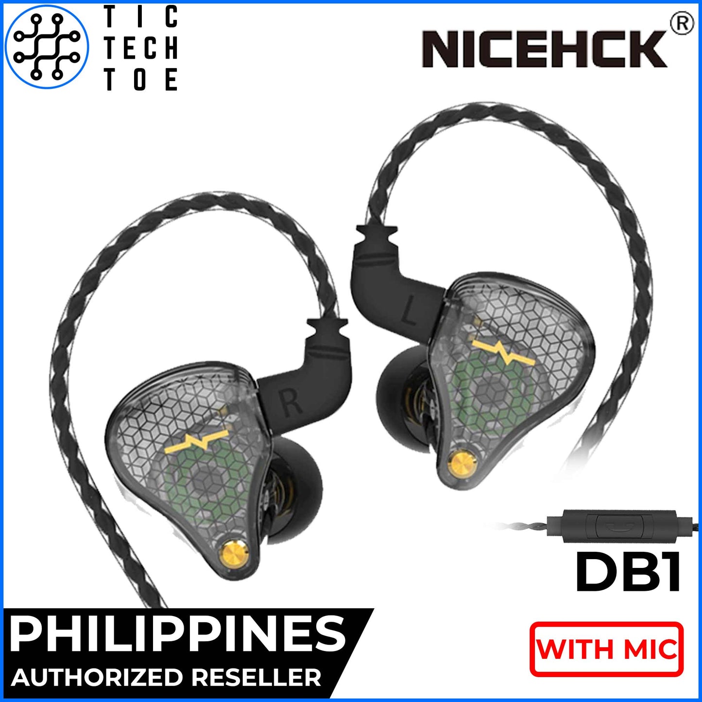 NiceHCK DB1 Fiber Composite Dynamic Driver Earphones with Mic