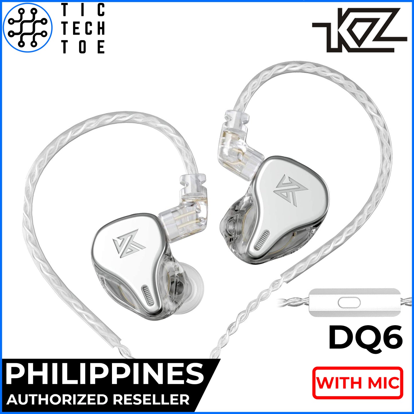 KZ DQ6 Triple Dynamic Driver Earphones with Mic