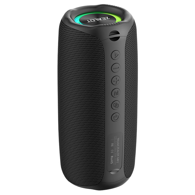 Zealot MP2 20W RGB Light Portable Outdoor IPX5 AUX/USB/Micro SD/Bluetooth 5.4 Rechargeable Speaker