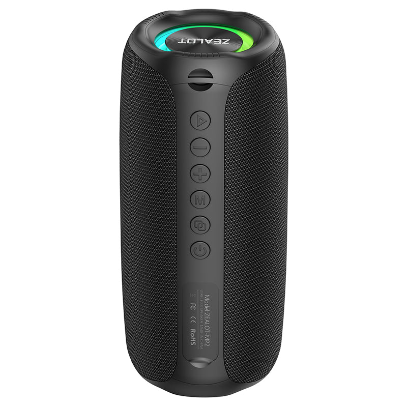 Zealot MP2 20W RGB Light Portable Outdoor IPX5 AUX/USB/Micro SD/Bluetooth 5.4 Rechargeable Speaker