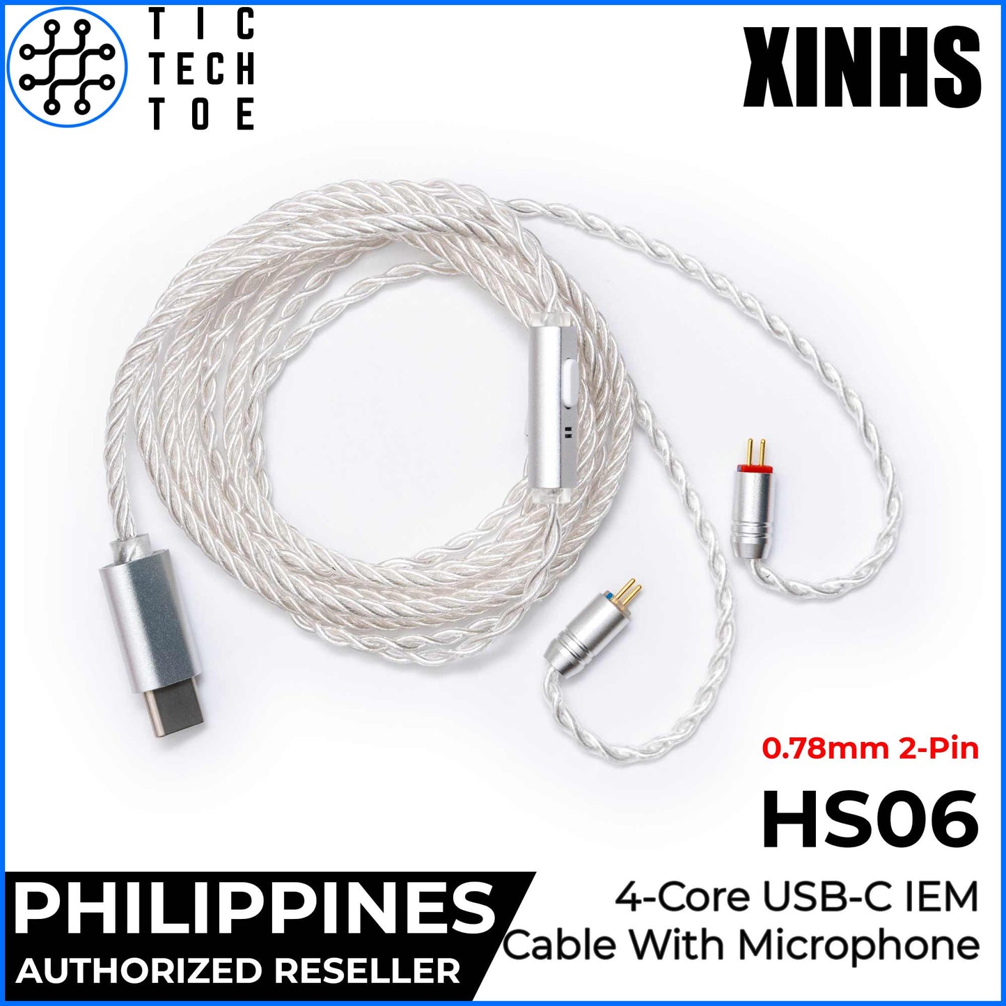 XINHS x TTTPH HS06 USB Type C 4-Core SPC Braided Earphone IEM Upgrade Replacement Cable With Mic