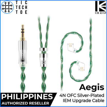 KBEAR Aegis Braided Upgrade Cable Silver-Plated OFC 2-Pin/QDC Green 3.5mm IEM Earphone Replacement
