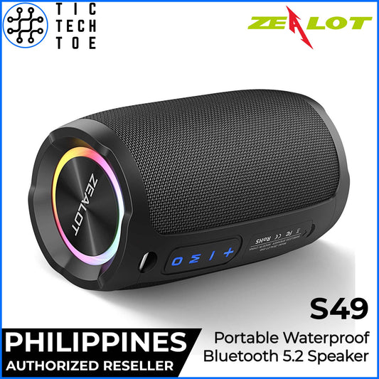 Zealot S49 IP67 Waterproof 360 Surround Sound RGB Light Portable Outdoor Bluetooth 5.2 Speaker