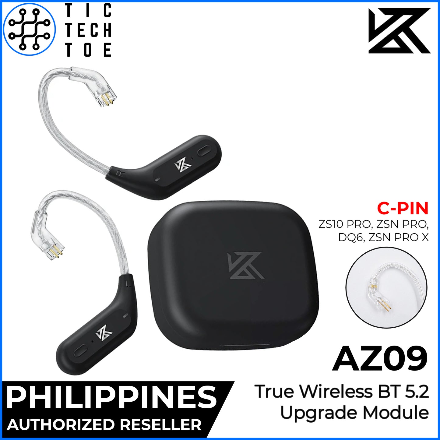 KZ AZ09 True Wireless Bluetooth 5.2 Noise Reduction Upgrade Module Cable Ear Hook for IEM Earphones