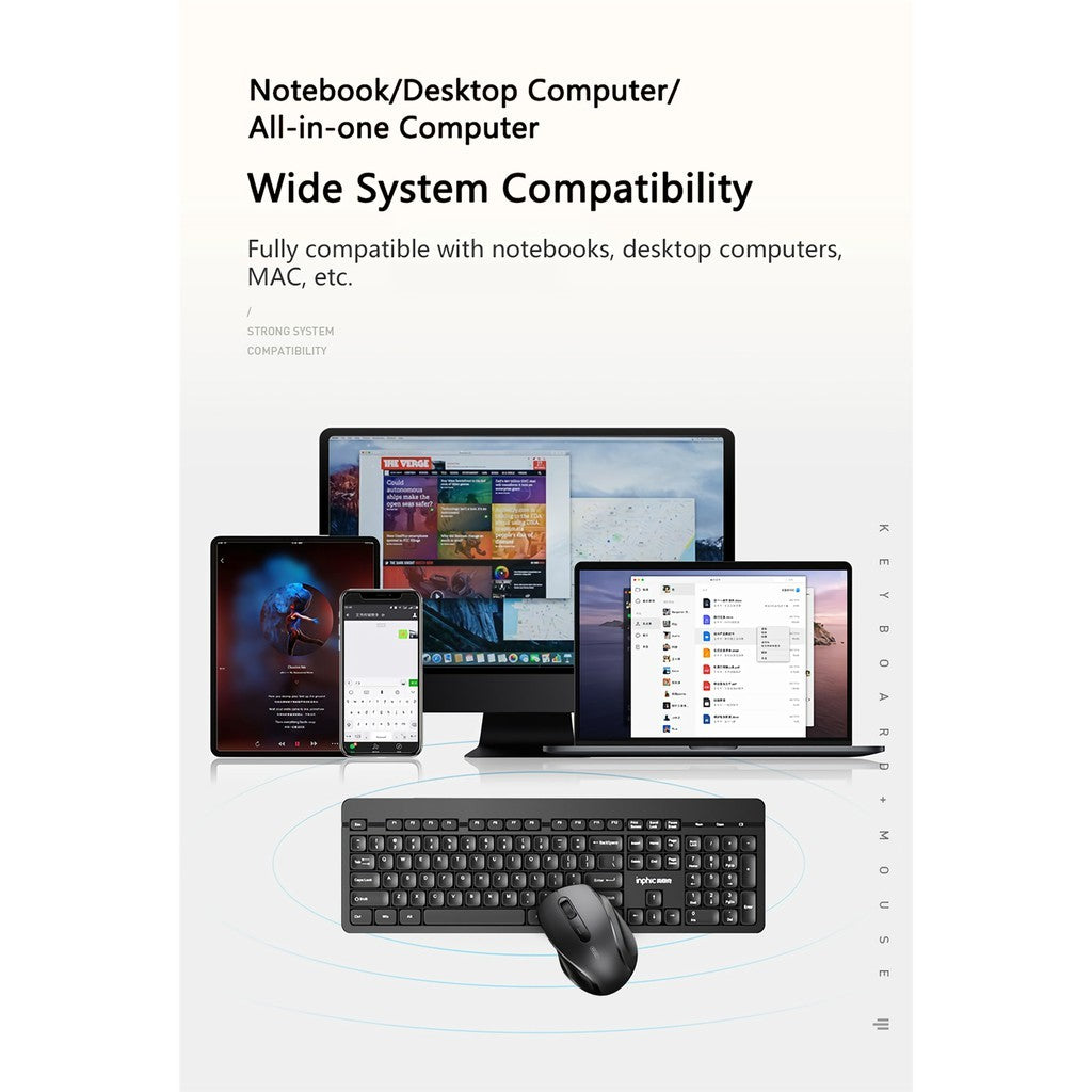 Inphic V790 Full-Size 2.4G Wireless Mouse and Keyboard Combo