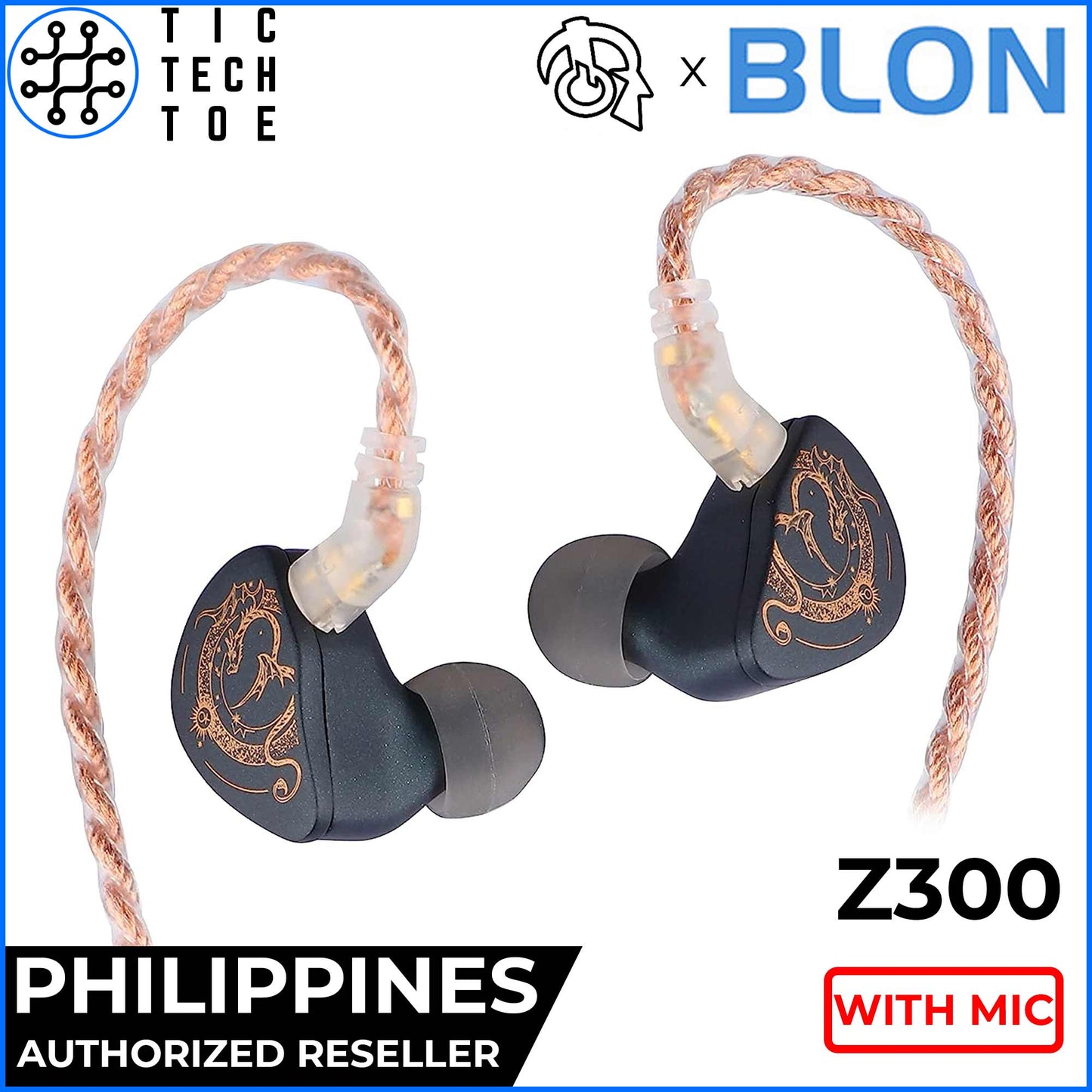 BLON x HBB Z300 Zinc Alloy Dynamic Driver Silicone Diaphragm HiFi IEM Earphones with Mic