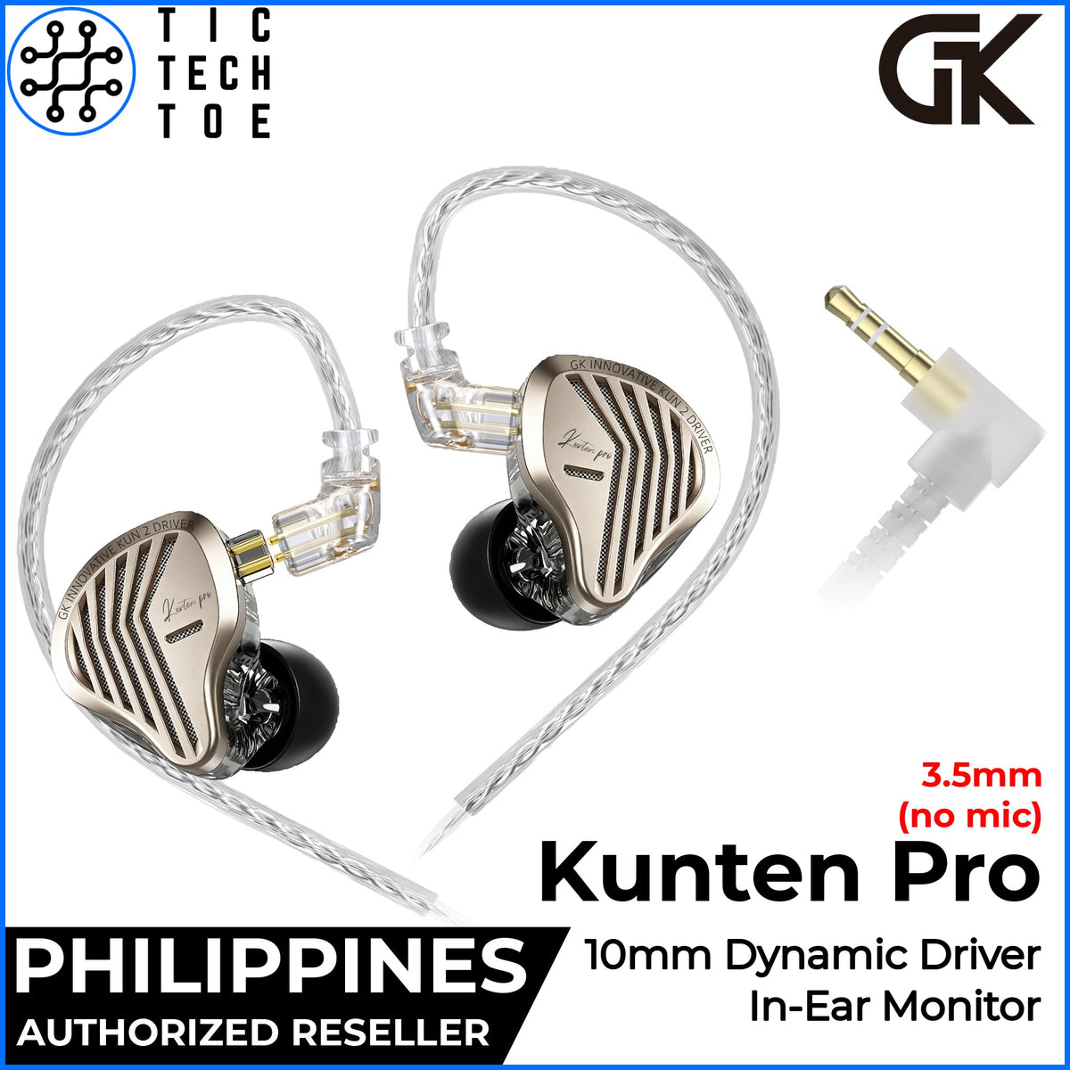 GK Kunten Pro HiFi IEM Dynamic Driver Earphones Wired Detachable Cable Deep Bass 3.5mm/USB-C Mic