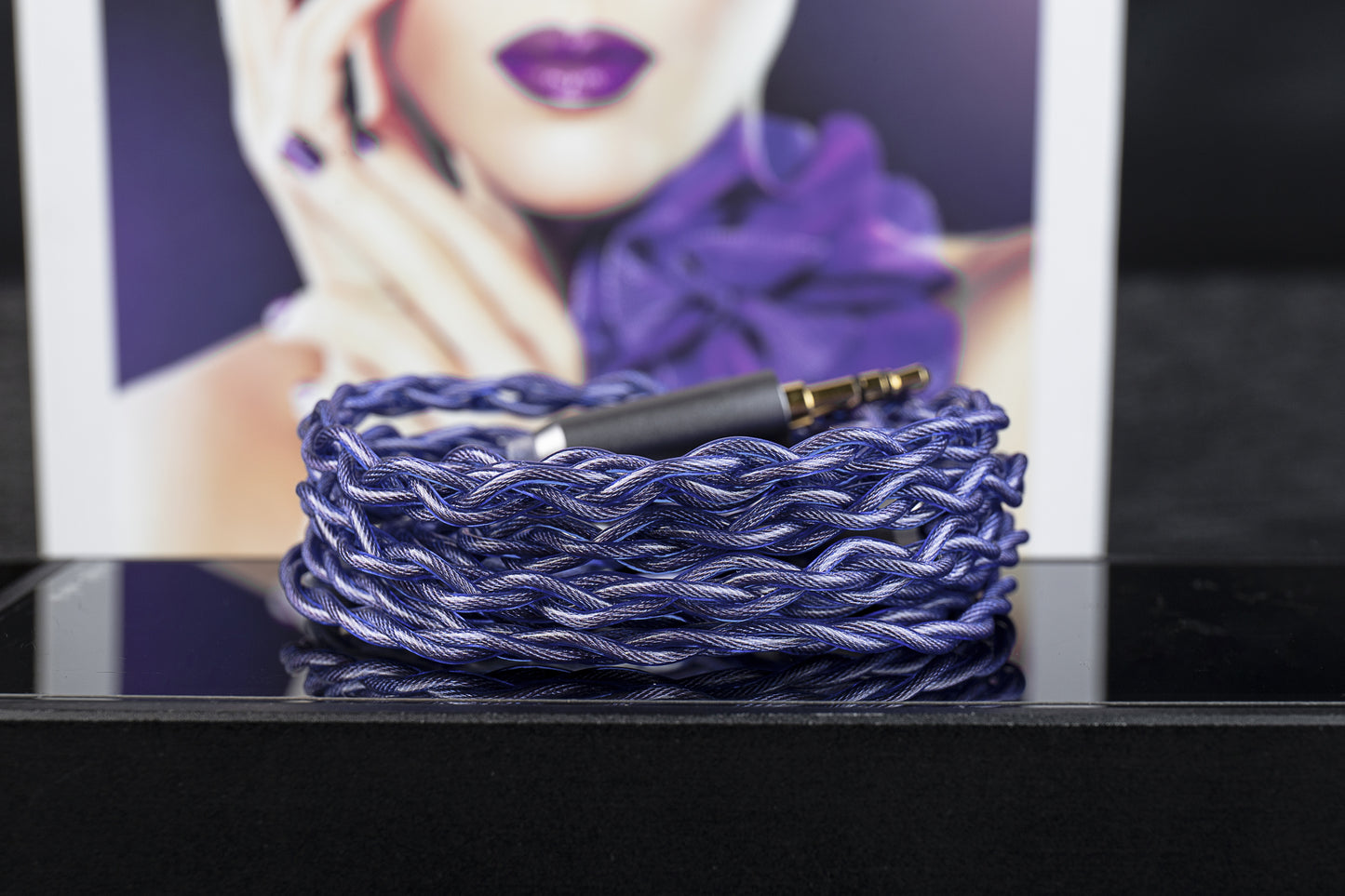 KBEAR Neon Purple IEM Upgrade Cable 2-Pin/QDC 3.5mm Earphone Replacement Violet Braided Wire