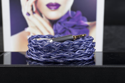 KBEAR Neon Purple IEM Upgrade Cable 2-Pin/QDC 3.5mm Earphone Replacement Violet Braided Wire