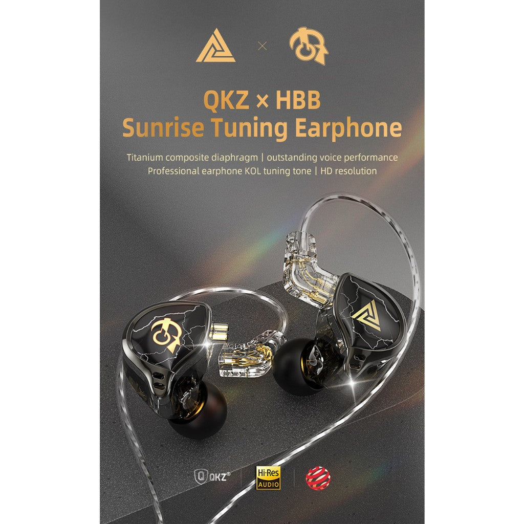 QKZ x HBB Titanium Composite Diaphragm Dynamic Driver IEM Earphones with Mic