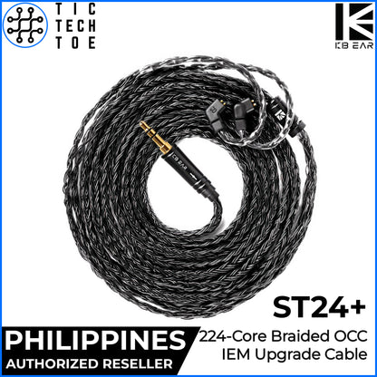 KBEAR ST24 Plus / Juntian IEM Long Upgrade Cable (2m) 2-Pin/QDC 3.5mm Replacement Black Braided Wire