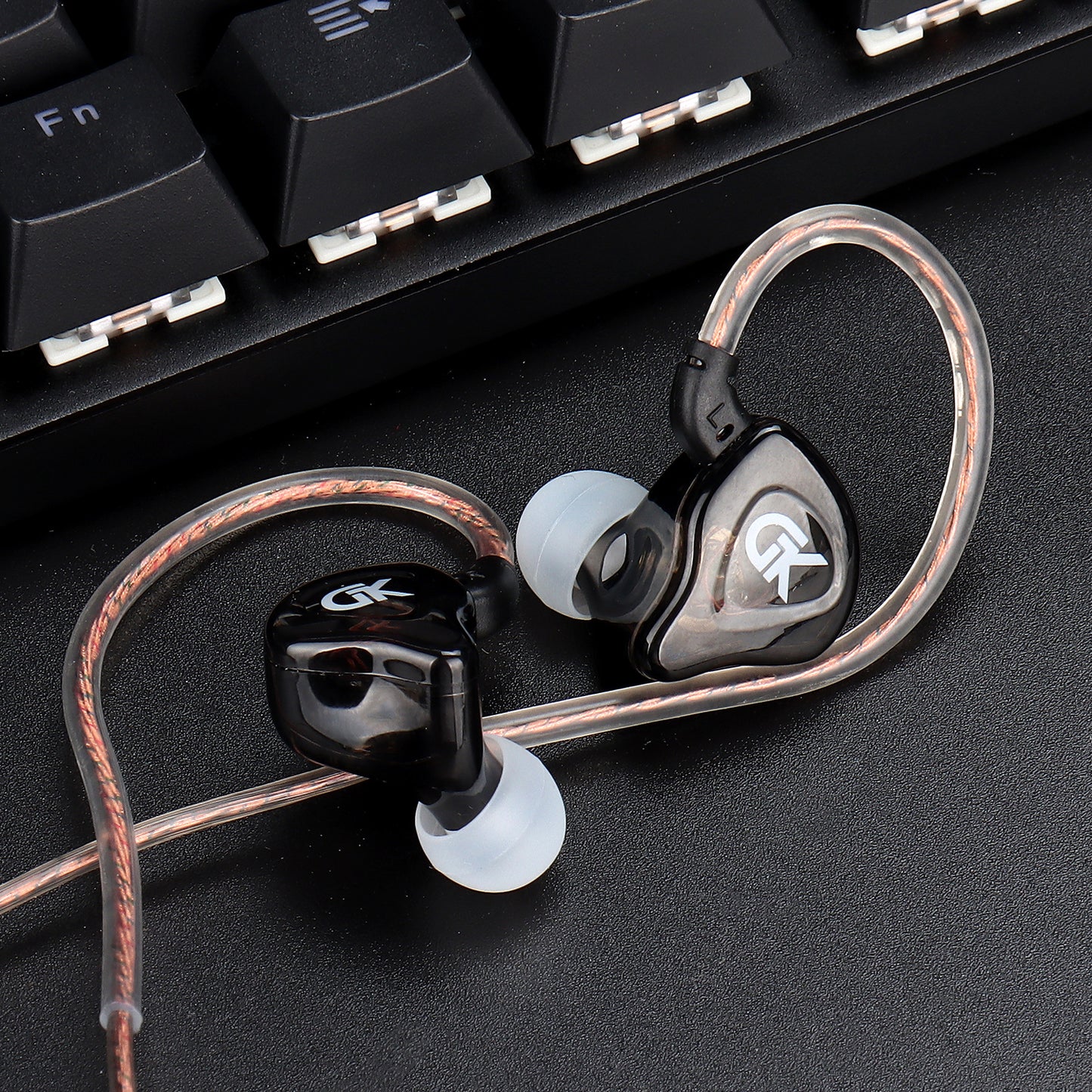 GK AK8 Liquid Crystal Polymer Dynamic Driver Bass Wired Cable In-Ear Monitor Earphones with Mic