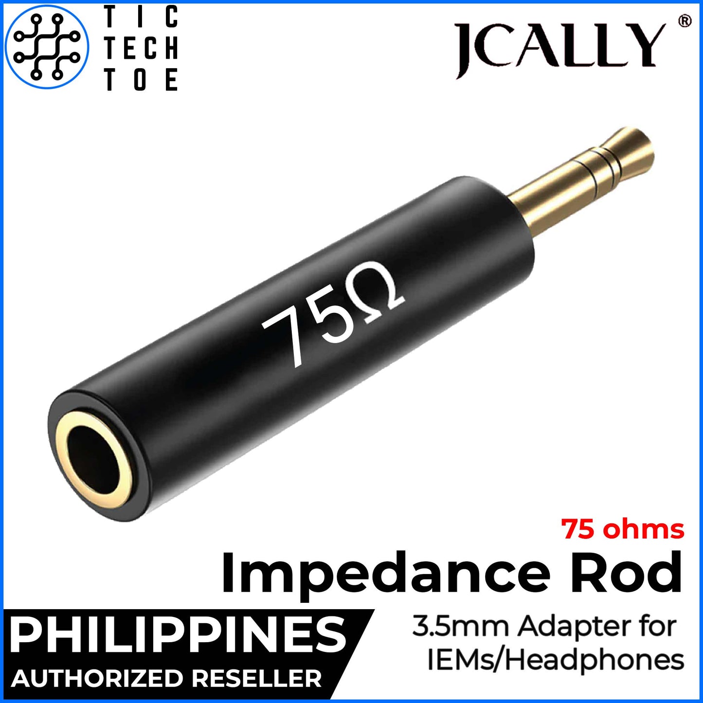 JCALLY 3.5mm Impedance Rod Adapter Noise Filter Plug 30 75 150 Ohm for IEM Earphones / Headphones