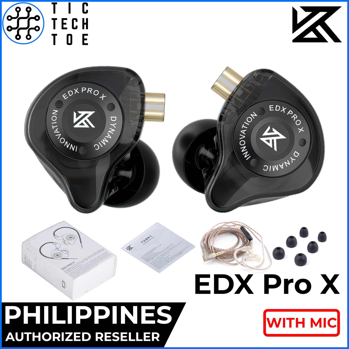 KZ EDX Pro X Upgraded Dynamic Driver Earphones Detachable Wired Cable IEM with Mic and Music Control