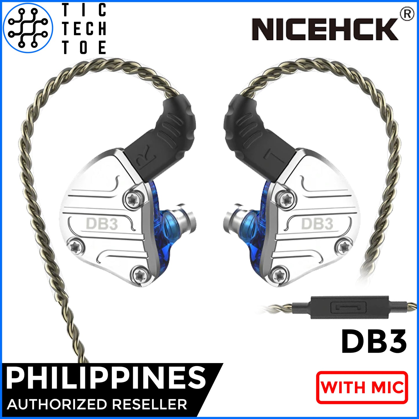 NiceHCK DB3 Triple Hybrid Driver Earphones with Mic