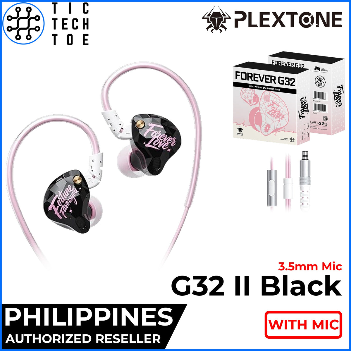 Plextone G32 / G32 II Forever Gaming IEM Dynamic Driver Earphones Wired In-Line 3.5mm/USB-C Mic