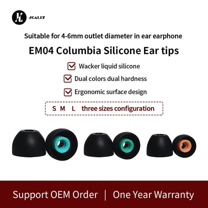 JCALLY EM04 Earphone Tips Soft Liquid Silicone Upgrade Replacement 3 Pairs Set Durable IEM Eartips