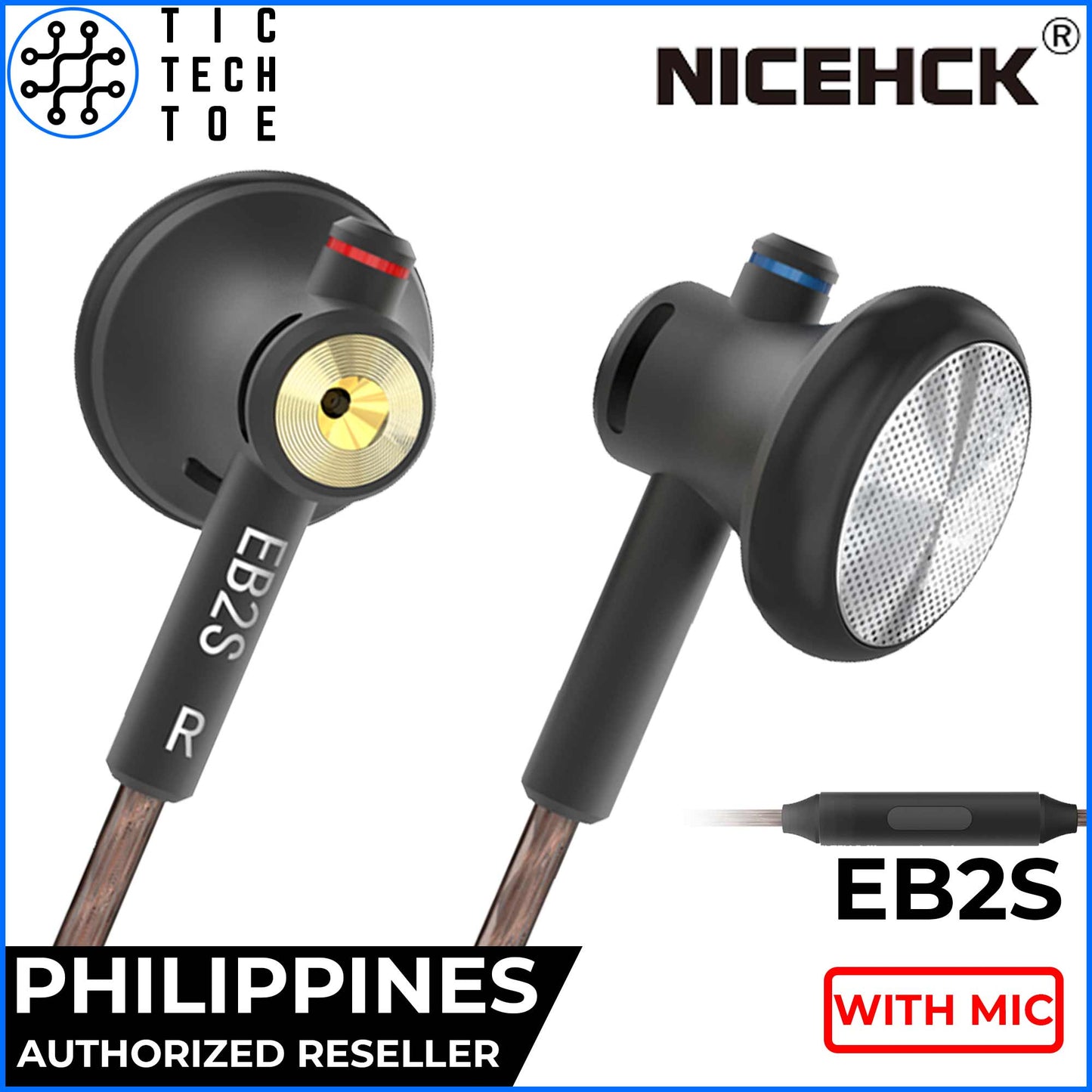 NiceHCK EB2S Aluminum CNC HiFi LCP Dynamic Driver Earbuds with Mic