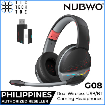 NUBWO G08 Dual Wireless USB 2.4Ghz + Bluetooth 5.3 Gaming Headset PS5 PC Mobile Switch Headphones