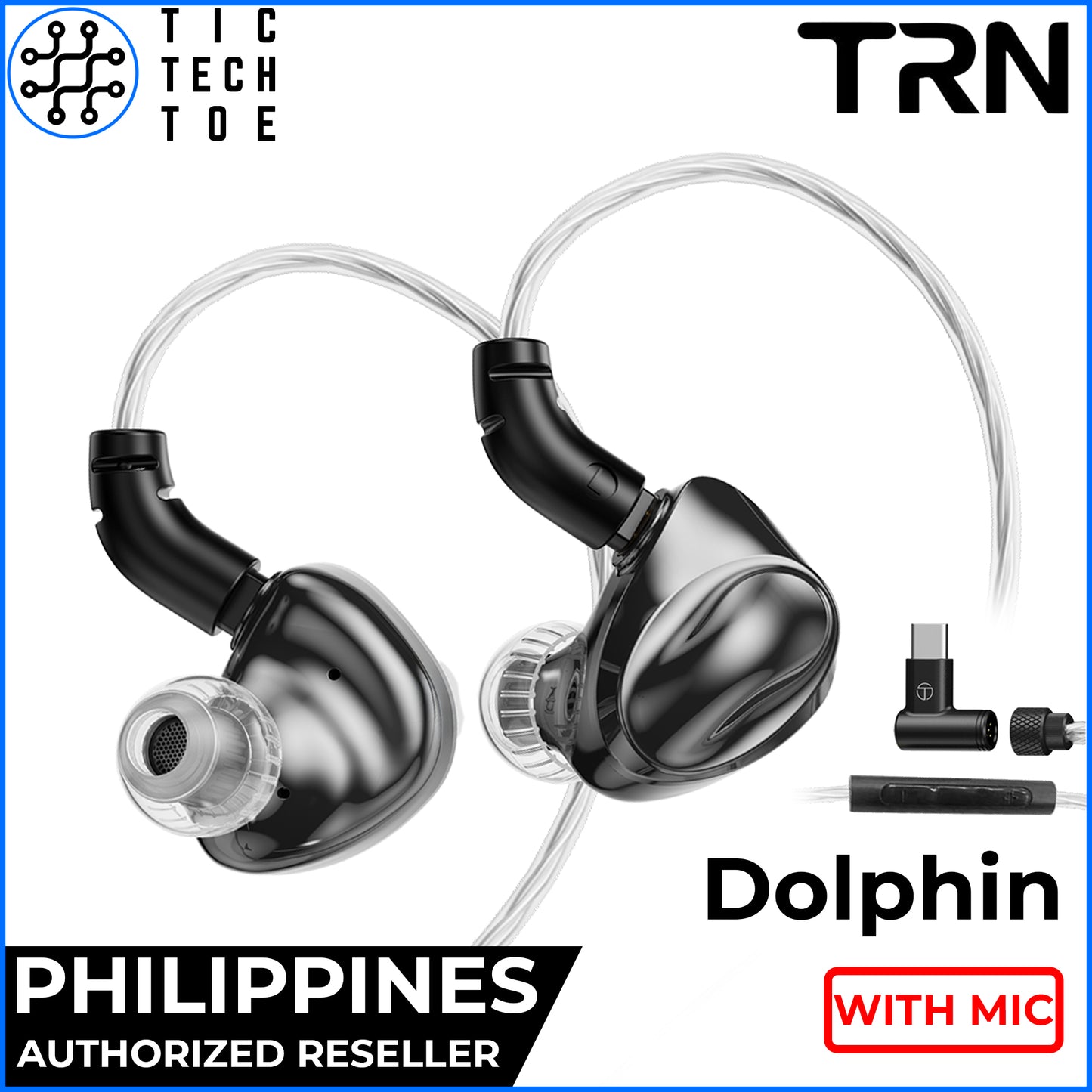 TRN Dolphin Liquid Metal Chamber Dynamic Driver Detachable Cable IEM In-Ear Earphones with Mic