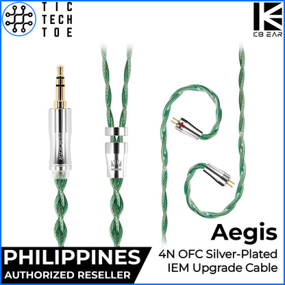 KBEAR Aegis Braided Upgrade Cable Silver-Plated OFC 2-Pin/QDC Green 3.5mm IEM Earphone Replacement